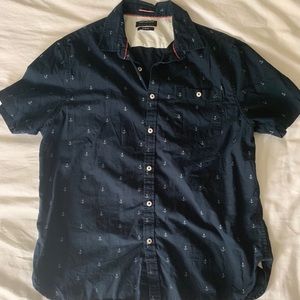 Short Sleeve Casual Anchor Button Down